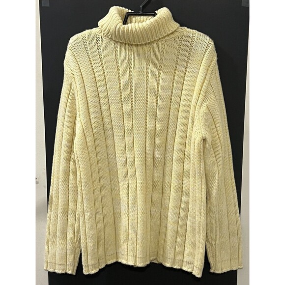 Basic Editions Womens Yellow Turtleneck Long Sleeve Chunky Knit Sweater Sz Large - Picture 5 of 10